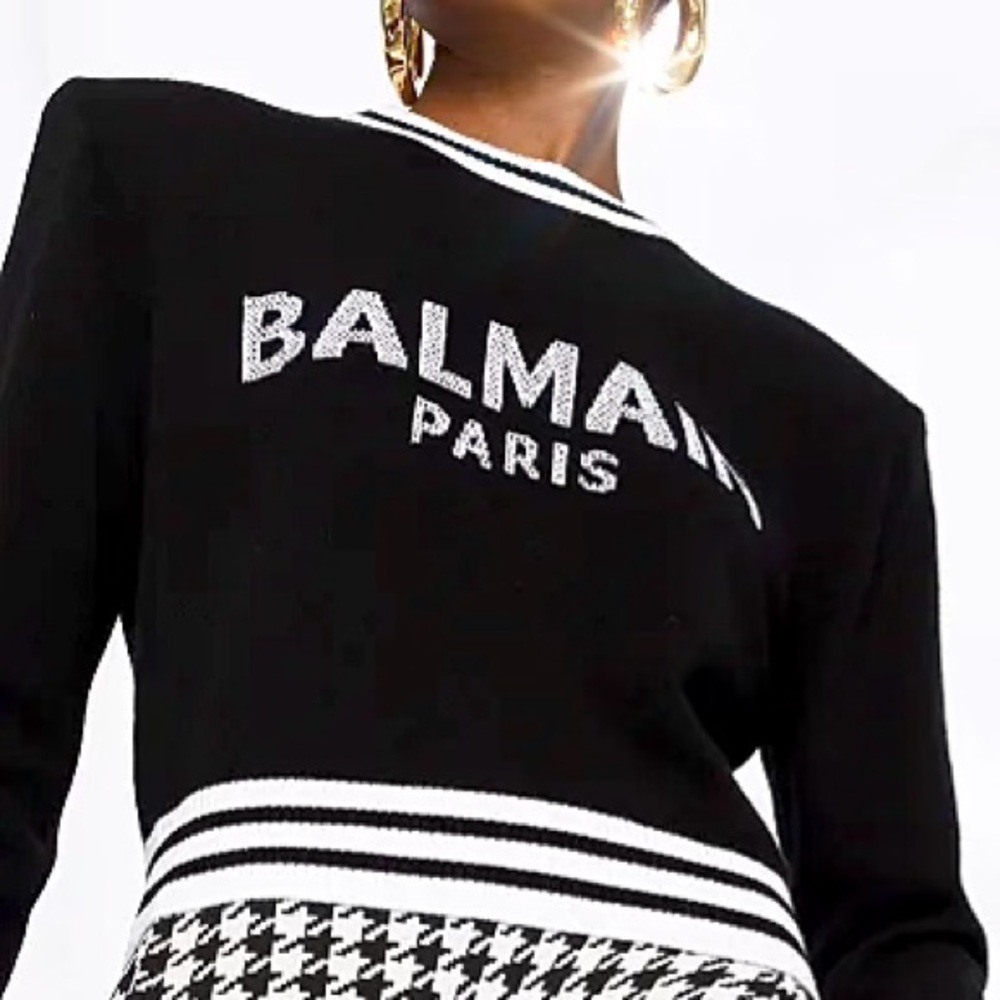 Authentic Balmain intarsia-knit logo jumper. - Picture 6 of 16